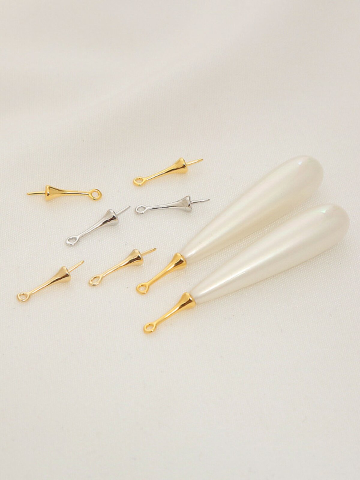 18K 구리 도금 진짜 골드 색상 보존 벨트 하프 홀 옥 크리스탈 진주 홀더 DIY 수제 보석 귀걸이 매달려 펜던트