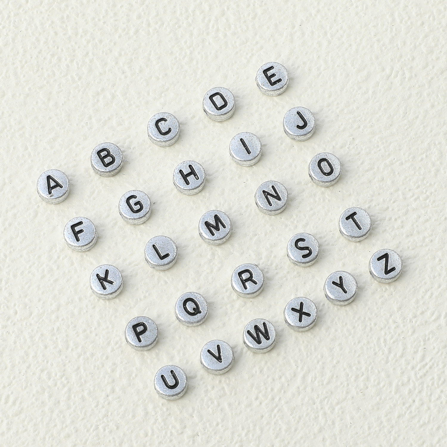 5克4x7mm扁珠古银英文单字母复古散珠diy手工饰品配件手链串珠