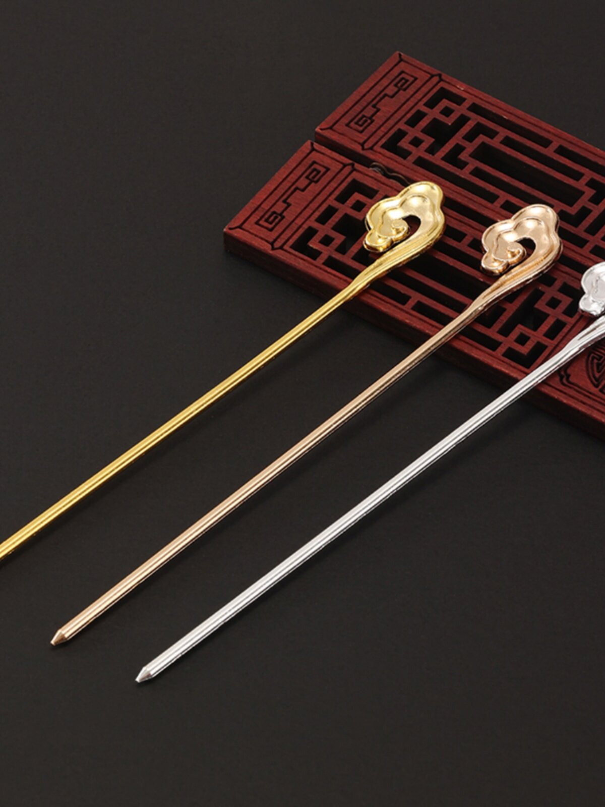 保色合金长162mm祥云发簪主体DIY古风饰品宫廷头饰步摇流苏材料