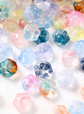 10颗14x15mm琉璃熊掌直孔桃心熊爪diy手工制作手链项链耳饰材料