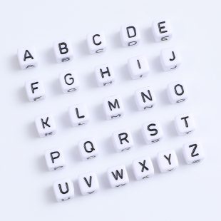 10x10mm亚克力英文字母散珠编织手链项链DIY饰品配件儿童串珠发绳