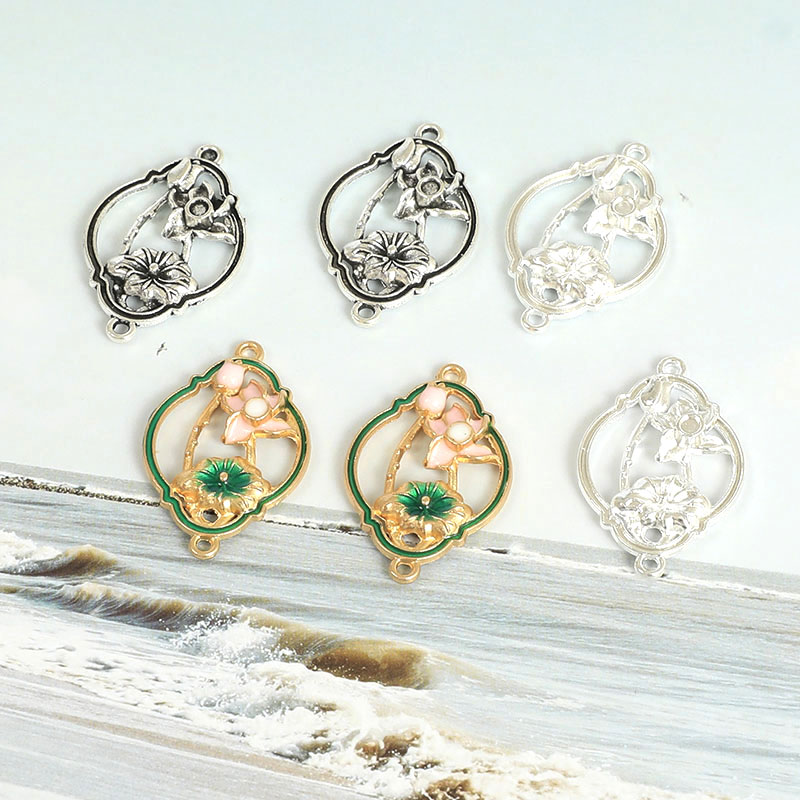 保色双吊荷花合金吊牌