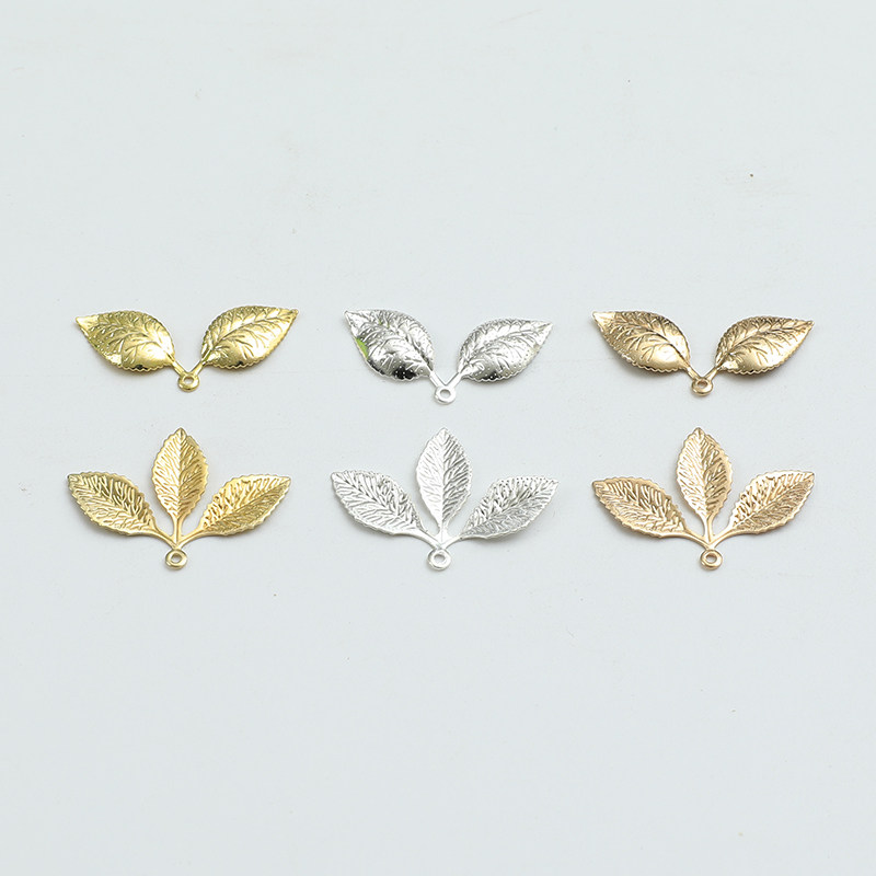 饰品两片三片树叶纯铜金属花片发簪配件叶子diy首饰簪子材料发饰