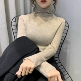 Кружевной трикотажный свитер, лонгслив, утепленные приятные телу нарукавники, в западном стиле