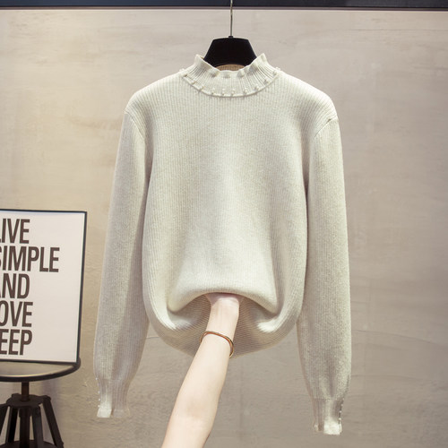 半高领毛衣女一体绒加绒加厚针织打底衫内搭2025新款修身保暖上衣