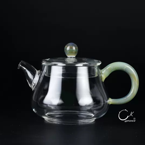 Chikao奇高新款凤庭壶高硼硅耐热玻璃新中式小茶壶绿茶泡彩色把手