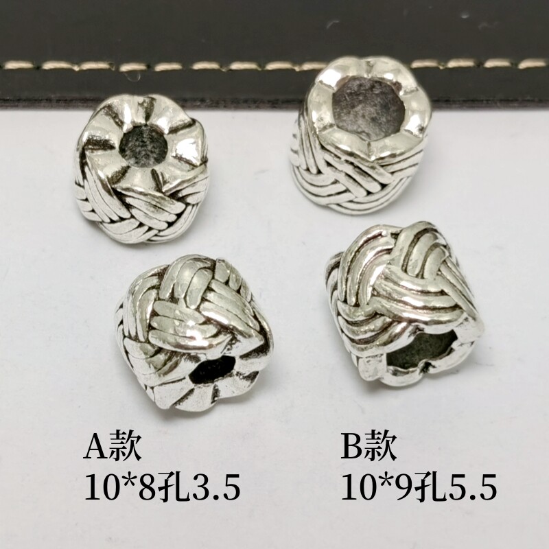 diy手工串珠材料配件复古风手项链编绳藏银合金清迈大孔隔珠