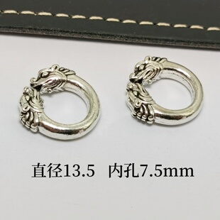 加粗款藏银合金跑环双头龙型开口圈连接扣 DIY手工饰品串珠配件
