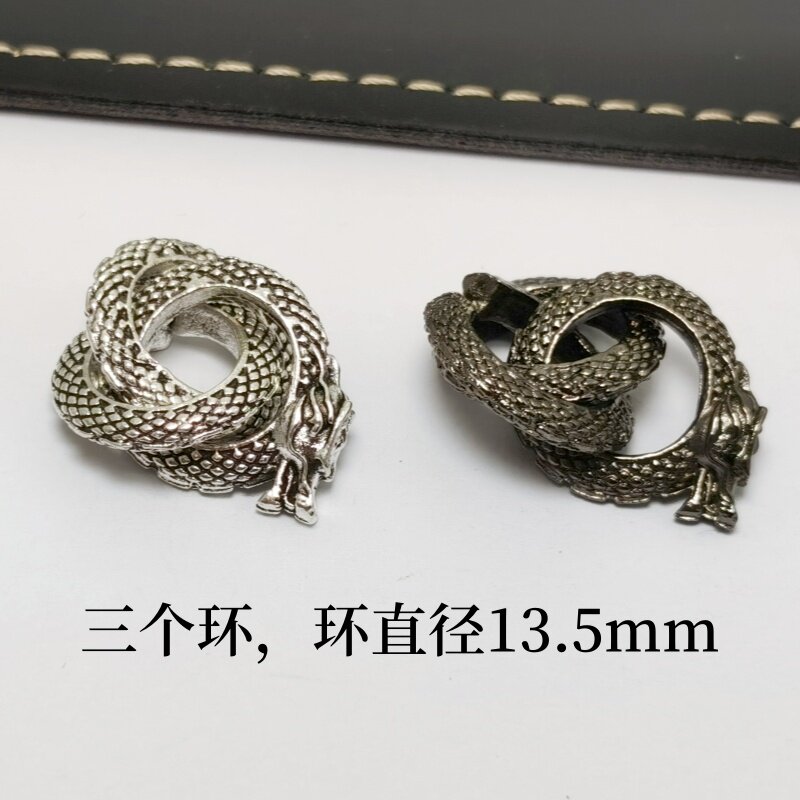 藏银合金枪黑色盘龙连接环吊坠diy手链编织手串项链挂件饰品配件
