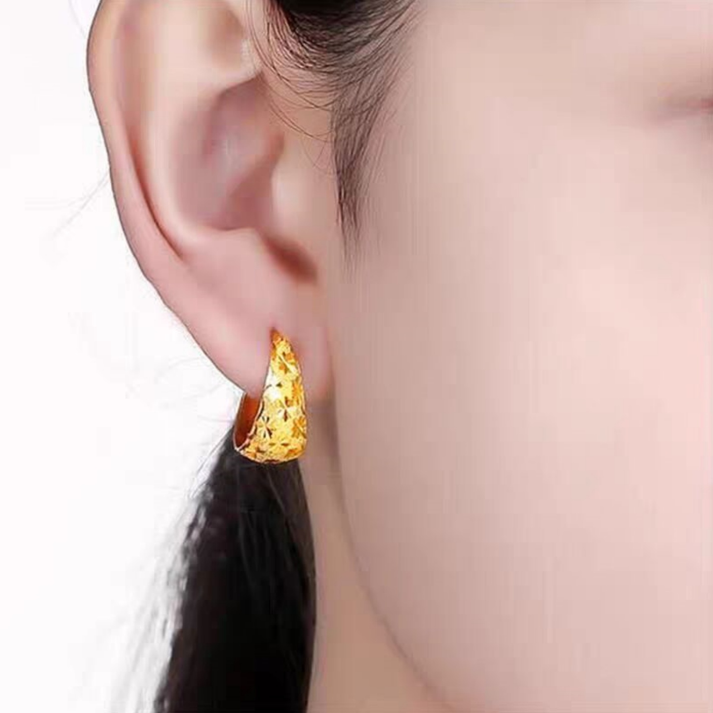 高级感流星雨耳环耳圈女黄真金色中老年人耳饰耳坠耳钉送妈妈婆婆