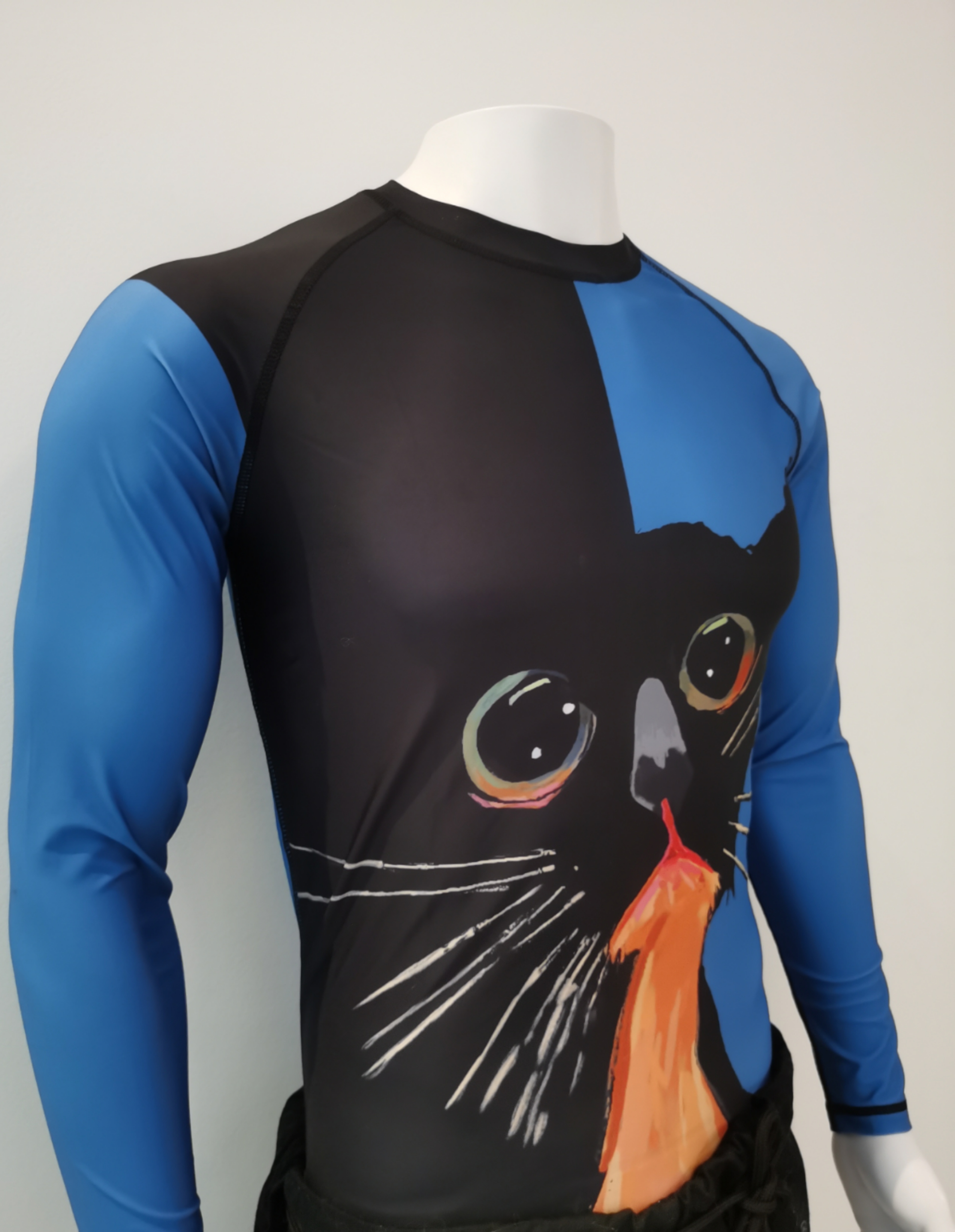 好奇油画猫蓝色款巴西柔术防磨服 Rashguard