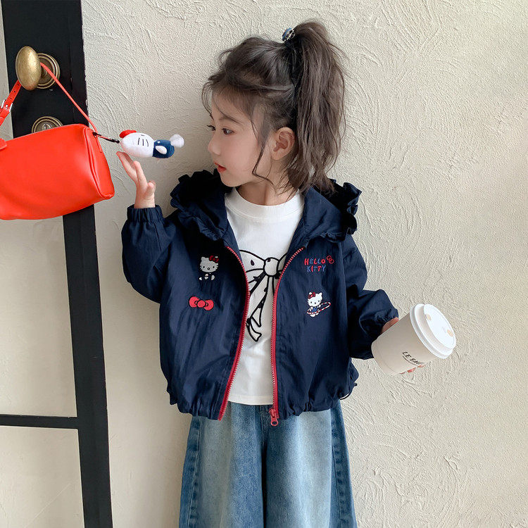 女童春装外套2026新款洋气女孩宝宝春秋款KT猫上衣儿童春季冲锋衣
