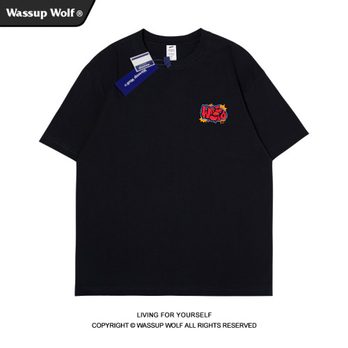 wassupwolf重磅纯棉短袖