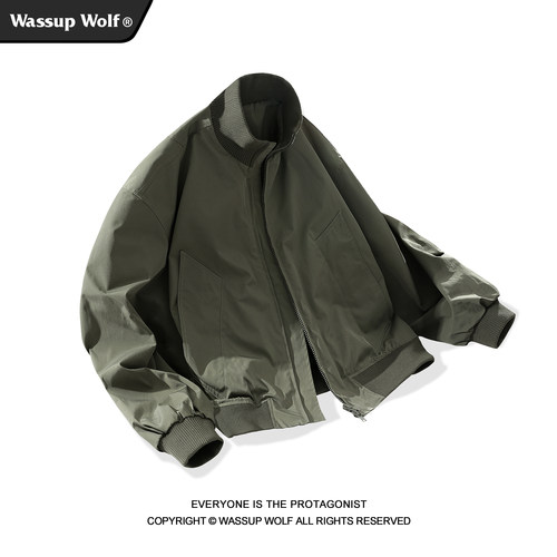 WassupWolf美式立领短款外套男