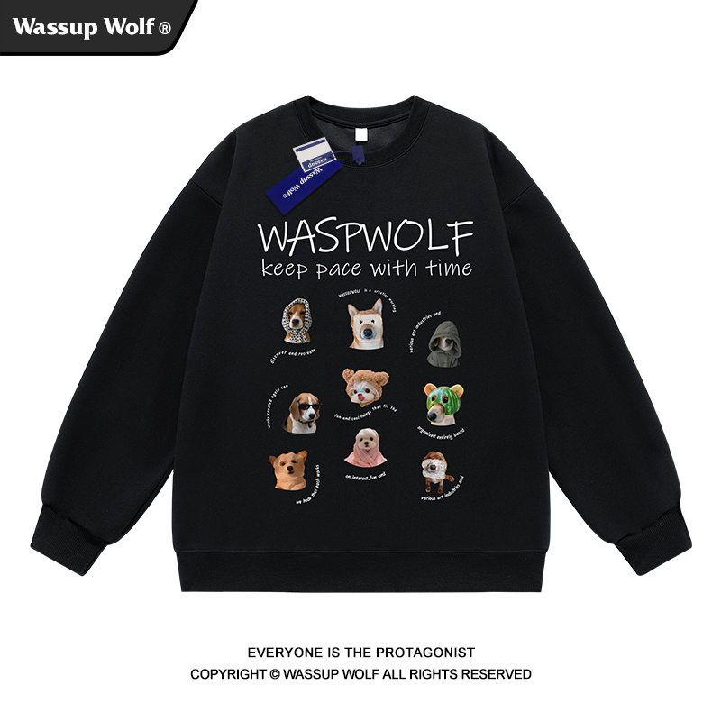 wassupwolf美式重磅卫衣