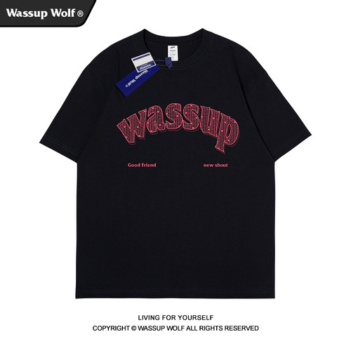 wassupwolf重磅纯棉短袖