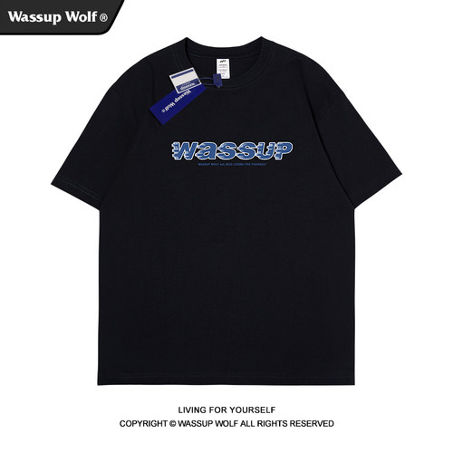 wassupwolf重磅纯棉短袖