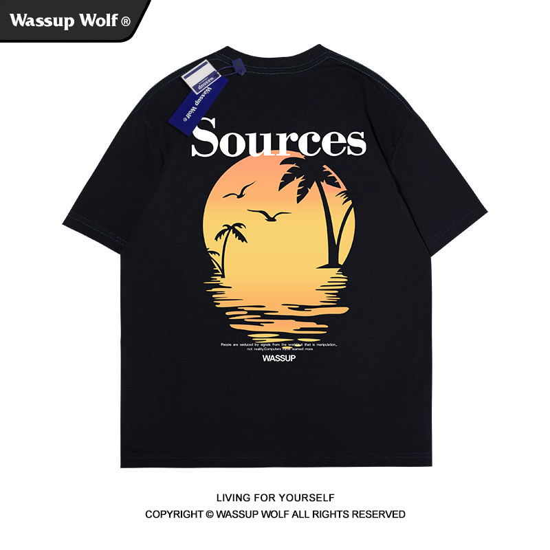 wassupwolf重磅纯棉短袖