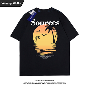 wassupwolf重磅纯棉短袖