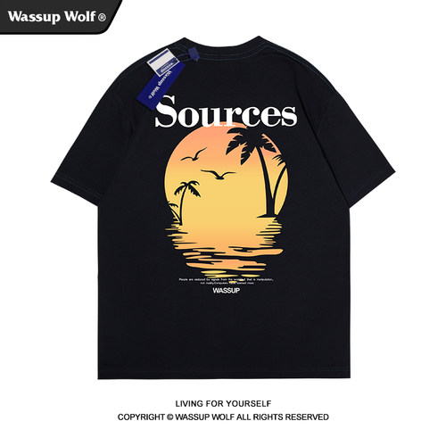 wassupwolf重磅纯棉短袖