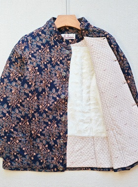 冬季加绒加厚妈妈棉袄中老年三层保暖棉衣宽松驼绒外套碎花奶奶