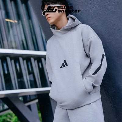 Adidas阿迪达斯ZNE卫衣男款针织运动休闲宽松连帽套头衫JE3070