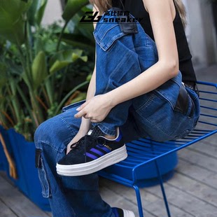 T头鞋 板鞋 HQ4408 BOLD女子厚底增高德训鞋 阿迪达斯三叶草GAZELLE