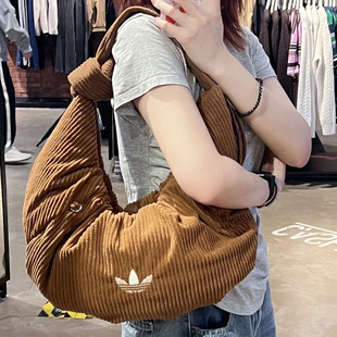 Adidas阿迪达斯三叶草女复古灯芯绒云朵包手提单肩包斜挎包KT0860