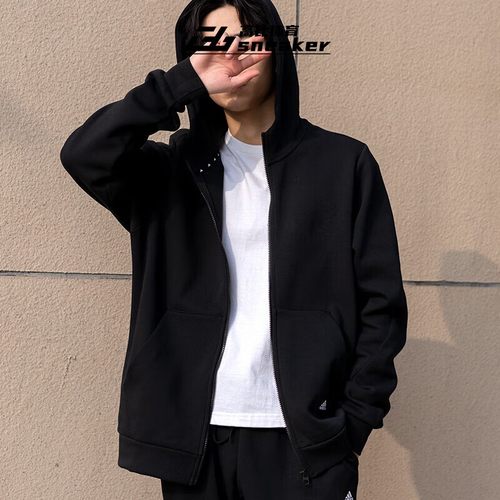 阿迪达斯男子针织宽松运动连帽休闲健身舒适夹克外套HA1416