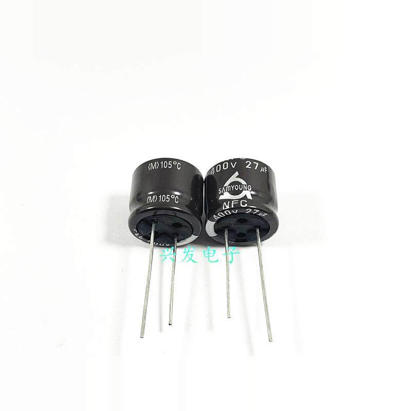400V27UF 27UF400V 全新原装韩国三莹 超矮型电源 电解电容 18*15 - 实物图