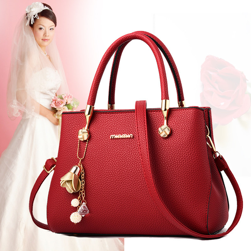 百搭婚礼用女包结婚包包新娘包妈妈包大气红色女士大容量手提包女