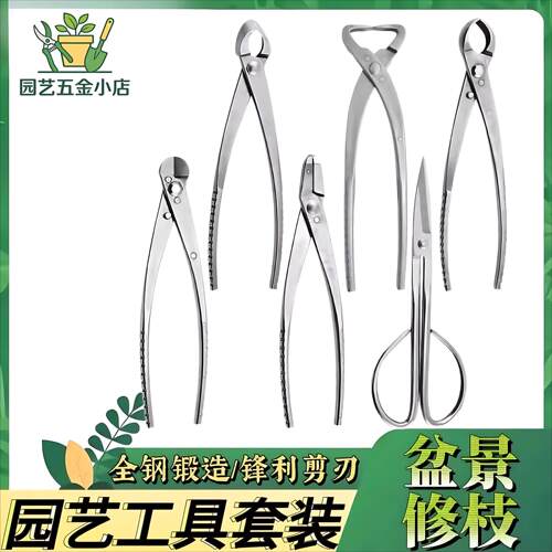 盆景园艺工具套装不锈钢叶芽剪球节钳老虎钳修枝剪盆栽造型专用剪
