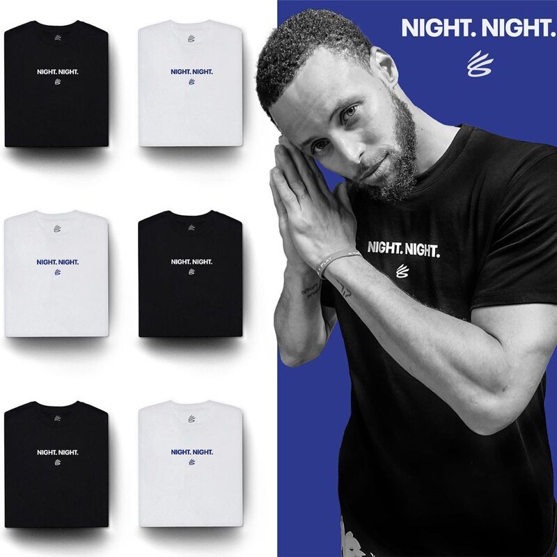 库里纪念同款night night晚安纯棉短袖t恤男美式圆领篮球运动服潮