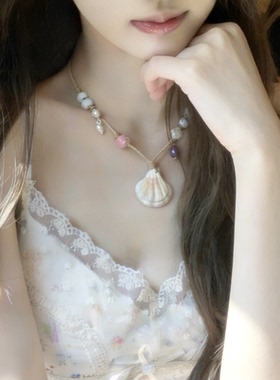 海边度假风陶瓷贝壳串珠项链