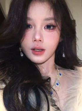 法式蓝色锆石项链女重工