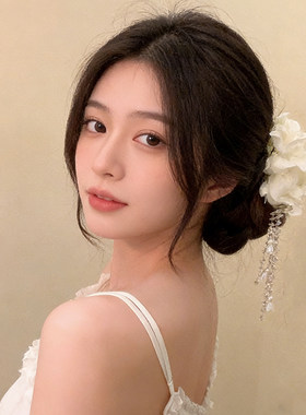 超仙白色铃兰花流苏发夹女