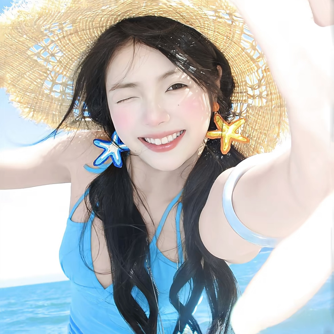 海边度假风蓝色海星耳环女