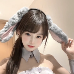 可爱垂耳兔子耳朵发箍游乐园卡通拍照cos毛绒头箍女角色扮演发饰