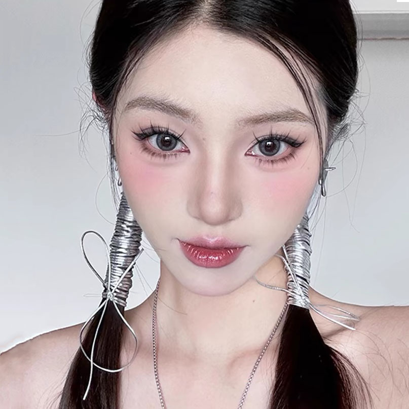 甜酷银色编发头绳y2k芭蕾风皮质双马尾绑带发绳韩系辣妹发带发饰