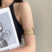 树叶开口金色手镯女高级感金属银色臂环饰品女辣妹手臂装 饰配饰