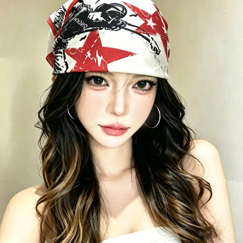 韩国insy2k辣妹豹纹星星丝巾
