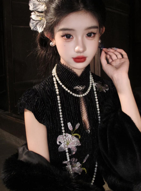 法式复古多层仿珍珠毛衣链