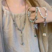 彩色串珠陶瓷蝴蝶编织绳项链新中式 民族古风配饰轻奢高级感锁骨链