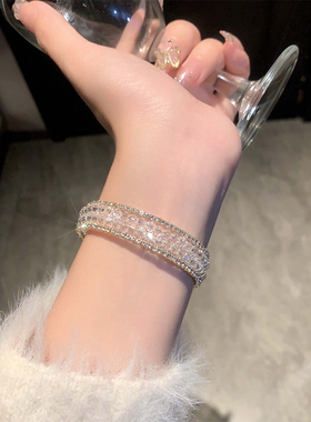 轻奢复古闪钻水晶开口手镯