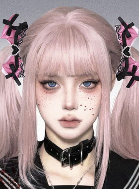 亚文化少女黑粉蕾丝蝴蝶结发夹