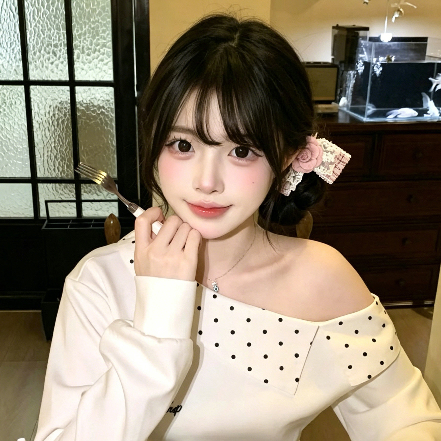 甜美粉色玫瑰蝴蝶结发夹小号发圈麻花辫发绳横夹一字夹后脑勺发饰