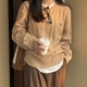 针织衫 圆领毛衣女加厚长袖 宽松套头 复古老钱风100羊毛打底衫 韩版