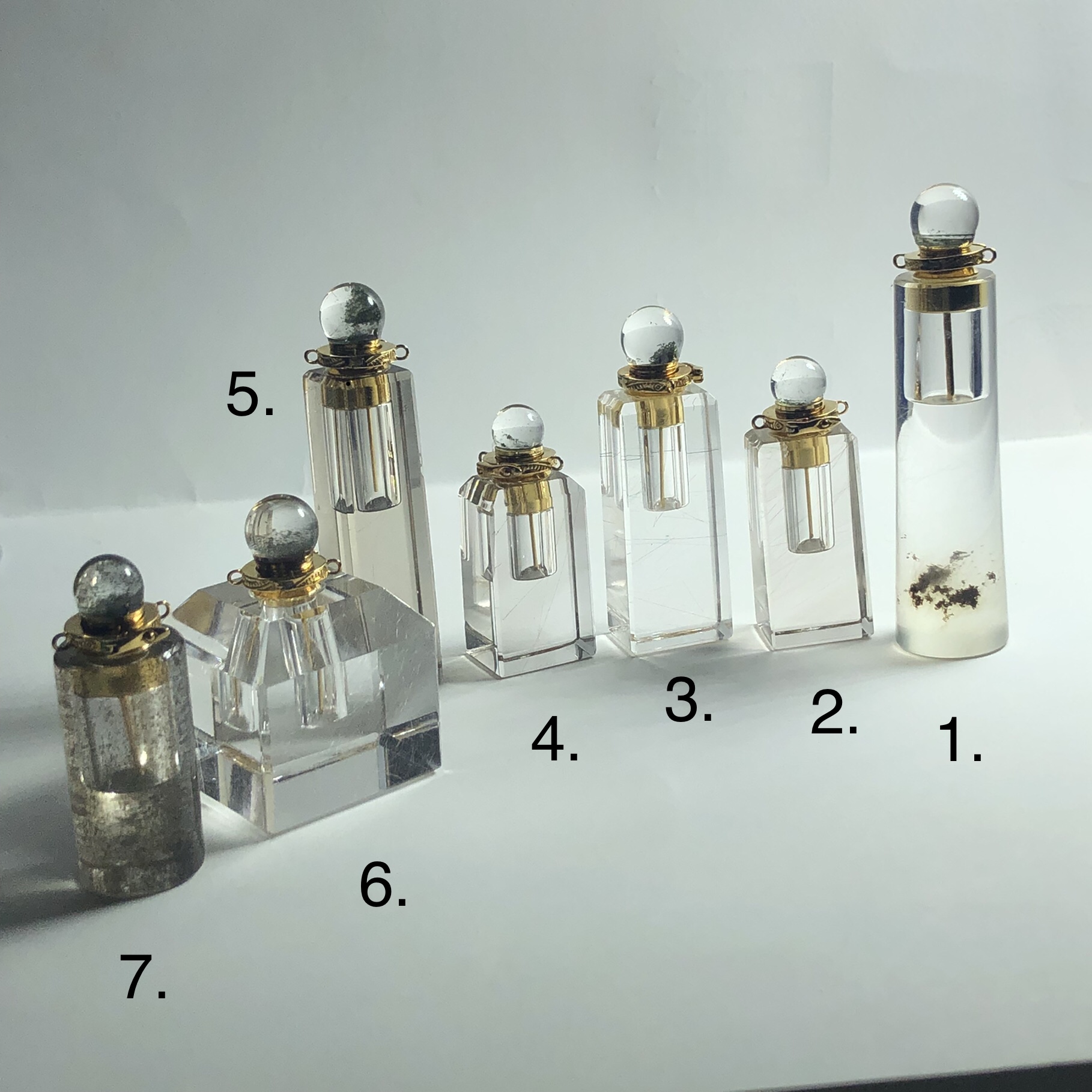 天然水晶发晶等绿幽灵（精油瓶、香水瓶）印章形吊坠张延铜监制