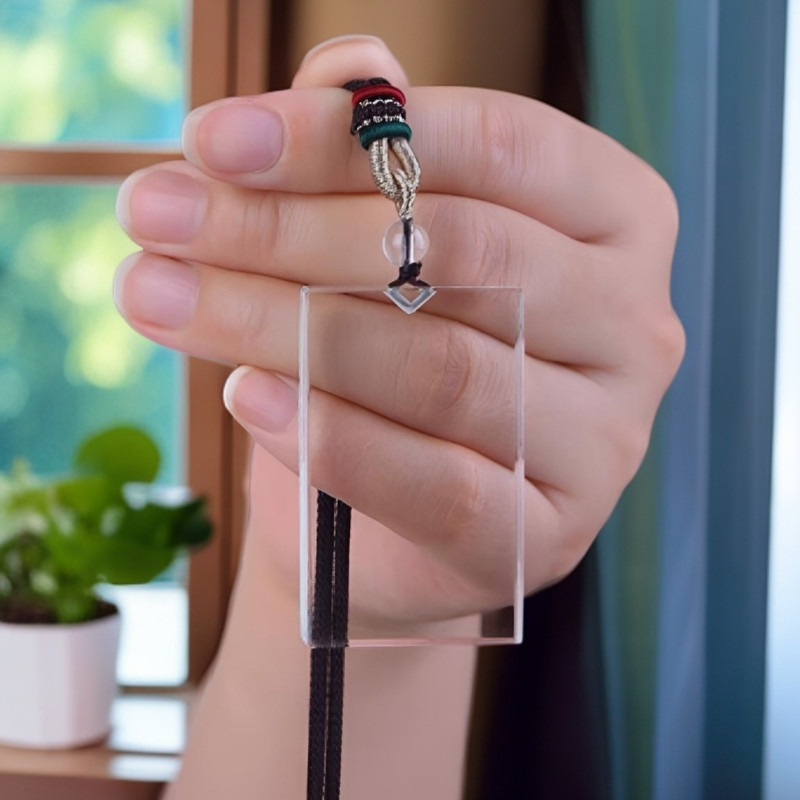 天然白水晶平安无事牌吊坠男女款项链挂件