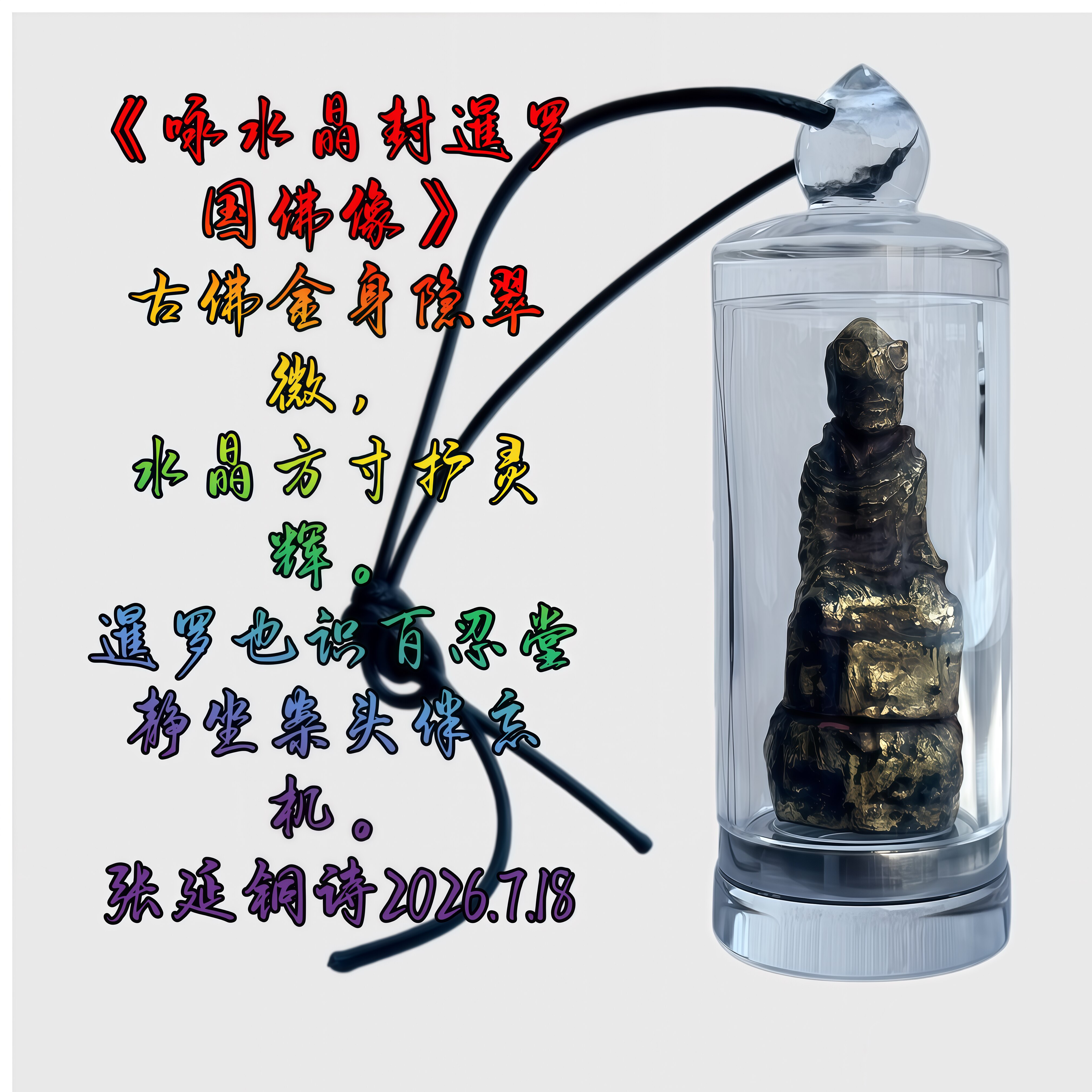 天然水晶直瓶 百忍堂出品百忍堂水晶張延铜监制结缘赠送舍利子